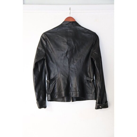 Lamarque Women's Size Small Black Jacket Leather Full Zip Motorcycle Short Coat - Picture 8 of 8